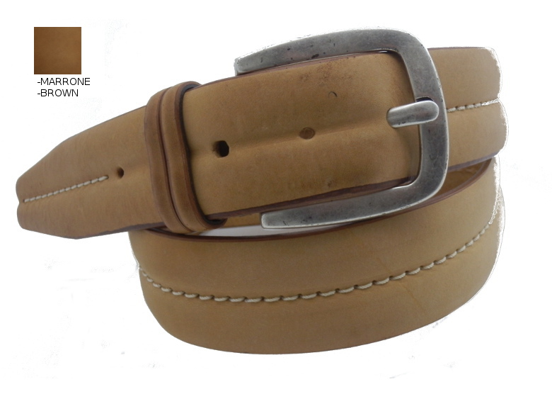 Cintura in pelle opaca - marrone -40mm